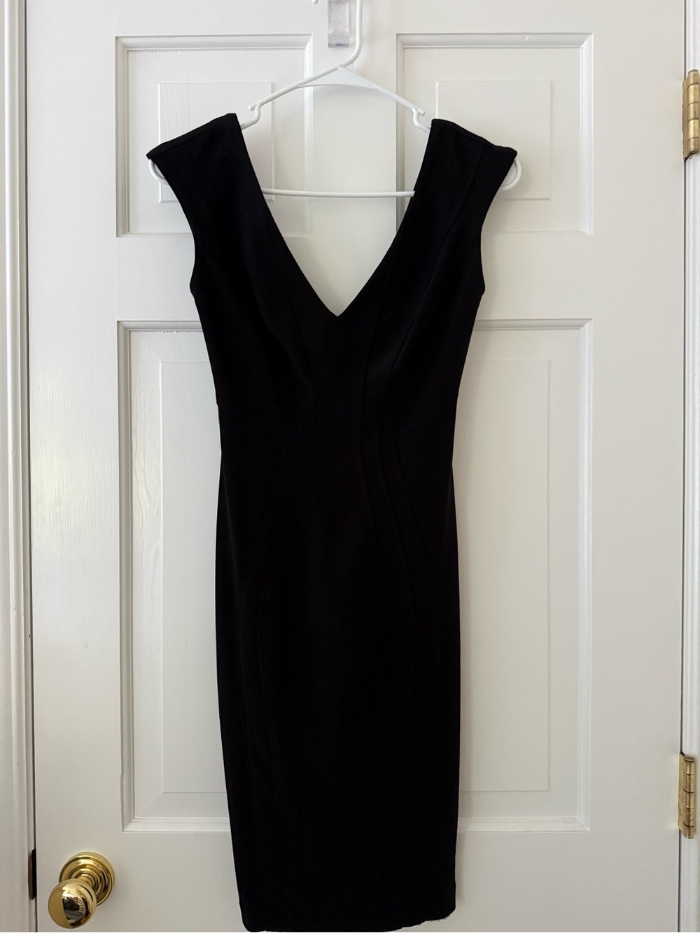Betsy & Adam Bodycon Mini Dress Seamed V Neck Sleeveless Woman Stretch US 0